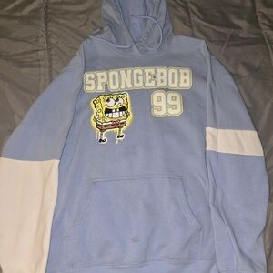 Nickelodeon Light Blue and White Spongebob Hoodie